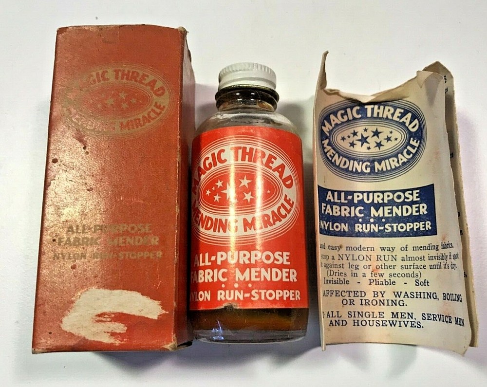 VINTAGE Magic Thread Mending Miracle Vintage Advertising BOTTLE