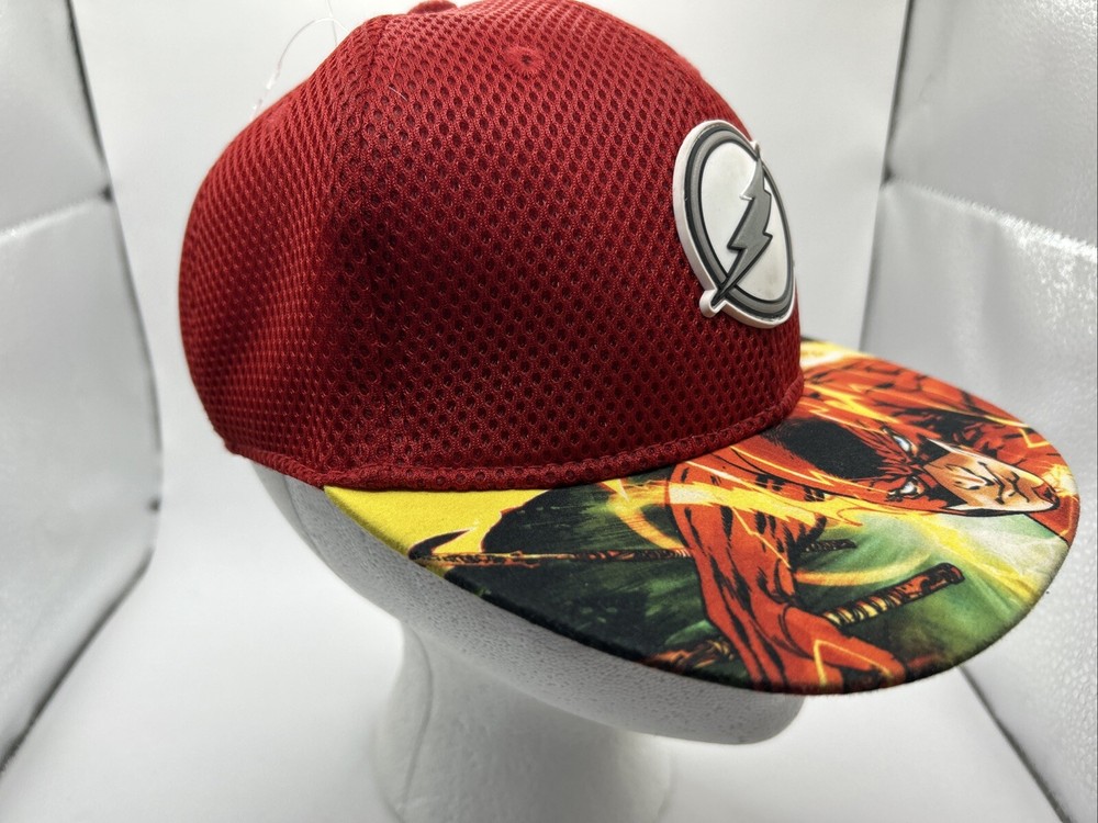 THE FLASH Baseball Hat Cap Youth Boys Patterned Flat Bill Patch Red SnapBack