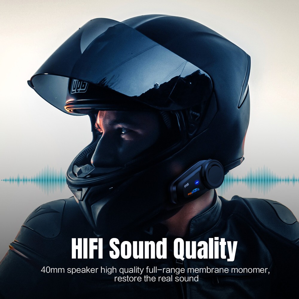 4x FX6 Motorcycle Bluetooth Headset Helmet Intercom 6 Riders Group Communication