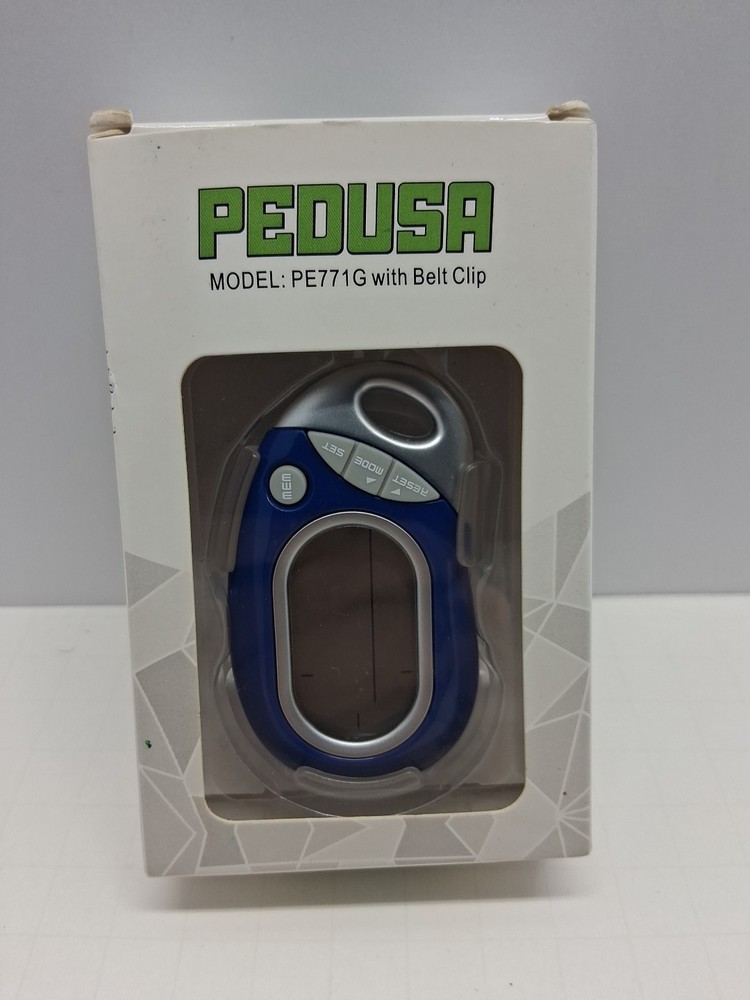 Pedusa PE-771 Tri-Axis Multi-Function Pocket Pedometer Blue with Holster/Bel...
