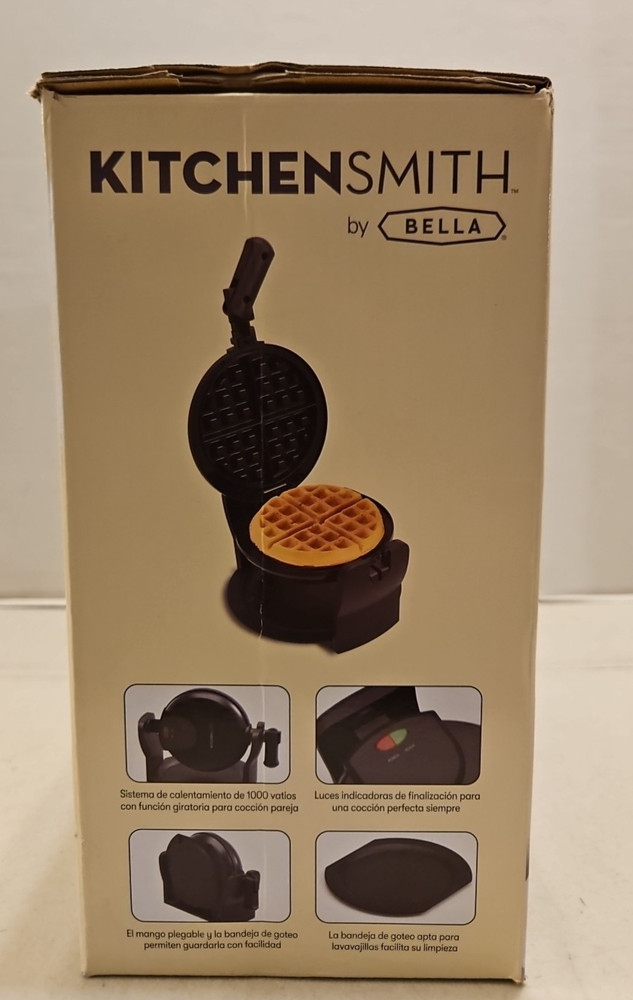 Kitchen Smith By Bella Rotating Belgian Waffle Maker TSK2126W - New