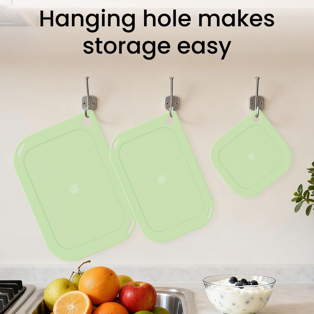 Plastic Cutting Boards for Kitchen, Chopping Board 3-Pack with Different Size...