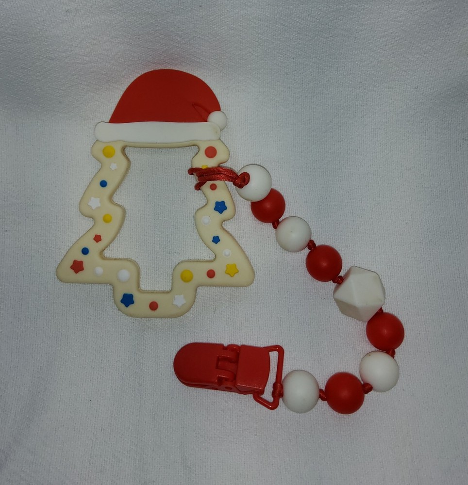 Modern Baby Santa Bear Security Blanket Sensory Lovey,Crinkle,Tags,Tree Teether
