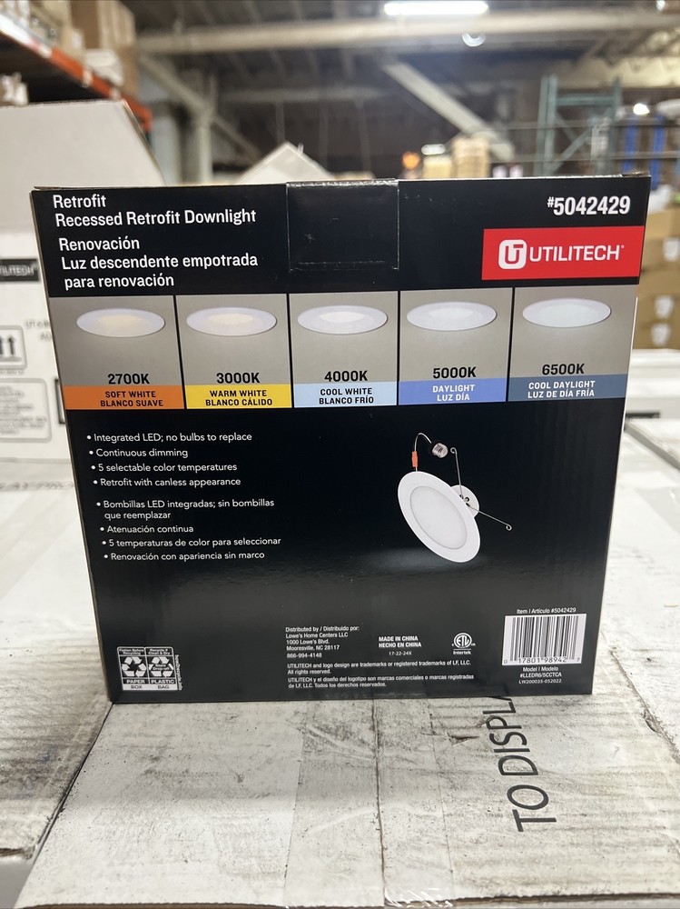 UTILITECH 5042429 6-Inch Recessed Downlight Adjustable - White (4 PACK)