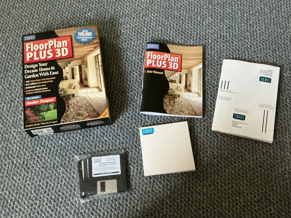 IMSI FloorPlan Plus 3D Garden Designer PC Software. CD’s & Floopy disk