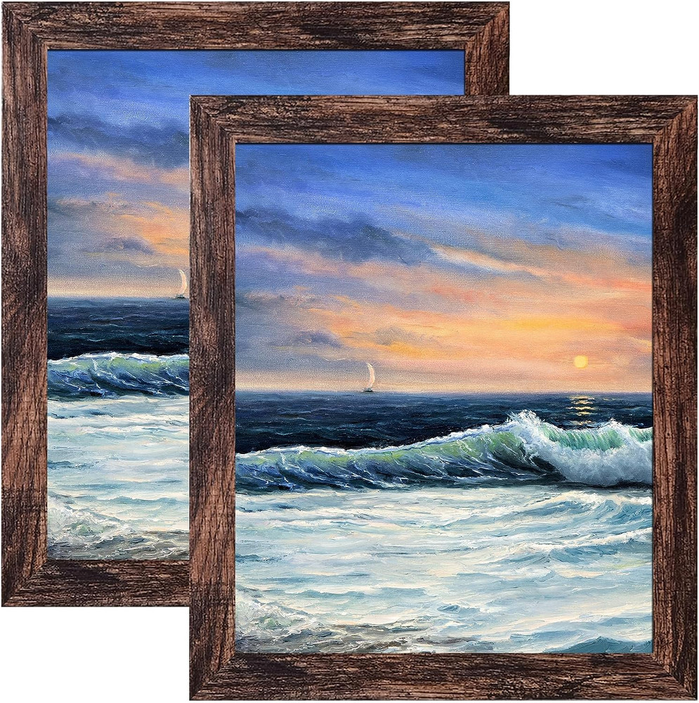 8X10 Picture Frame Brown for Wall Mounting or Tabletop Display 2 Pack