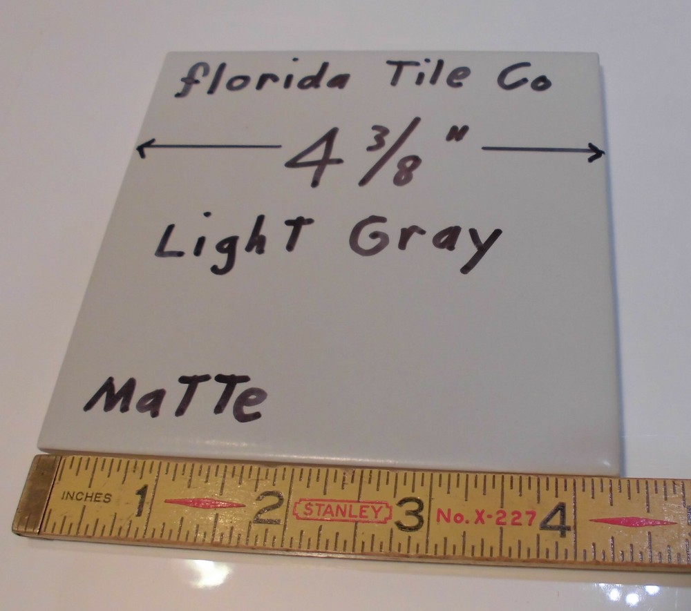 1 pc. *Light Gray* Matte Ceramic Tile 4-3/8" by Florida Tile Co. NOS