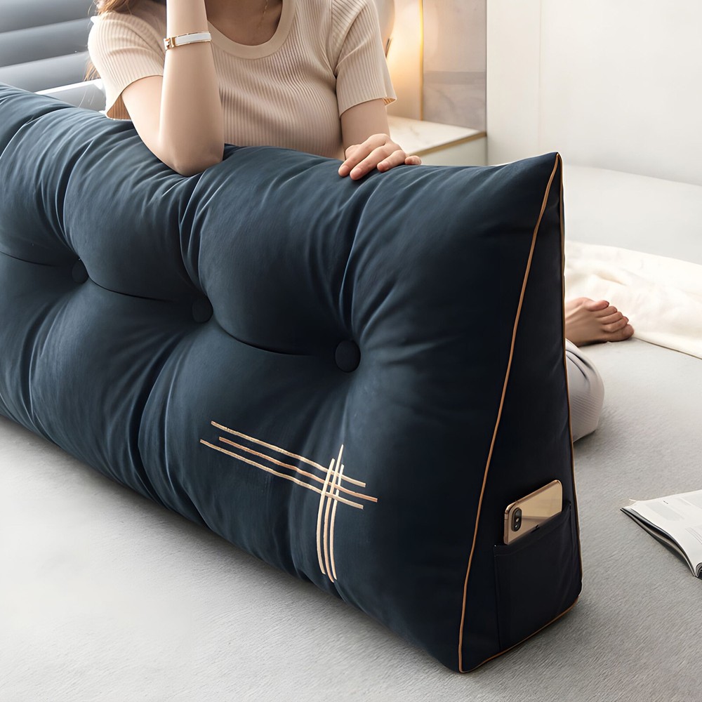 Triangular Headboard Wedge Bed Rest Reading Pillow Backrest with Removable Cover