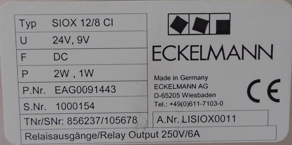 ECKELMANN SIOX 12/8 CI Extension Module Extension Modules for CI 3000 CI 3100