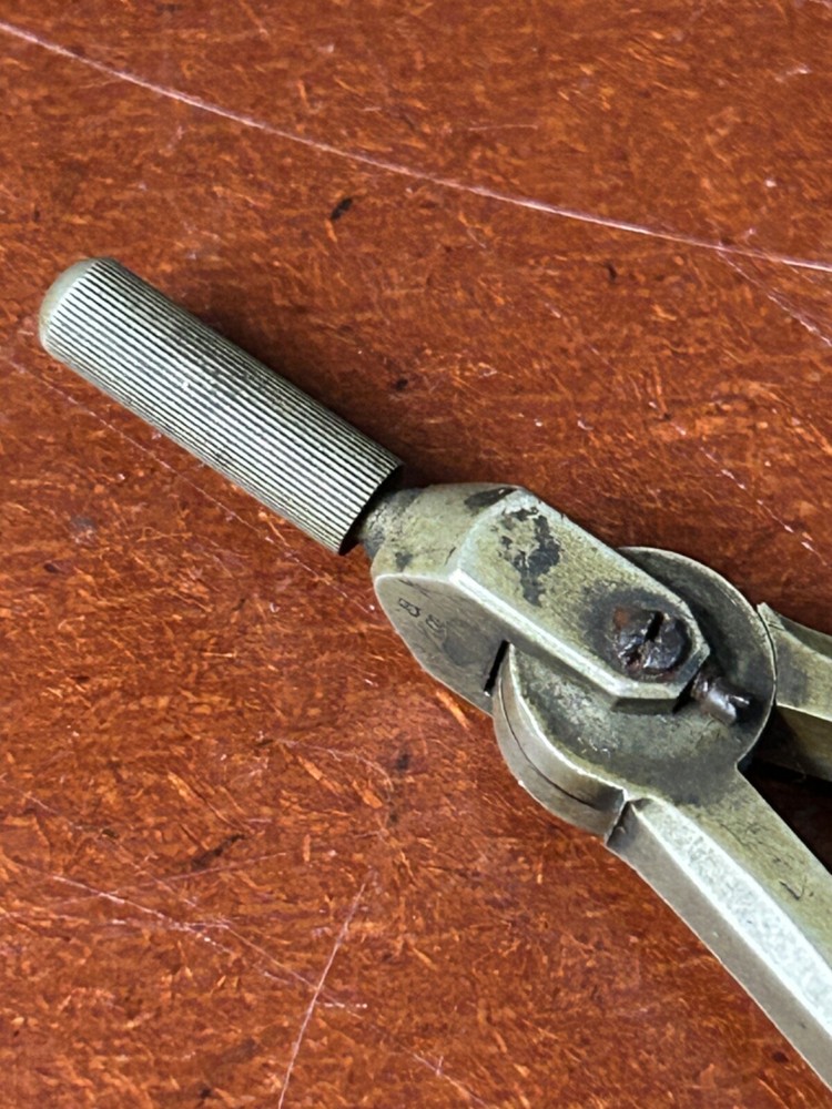 Vintage Drafting Compasses Divider Key Logo Folding