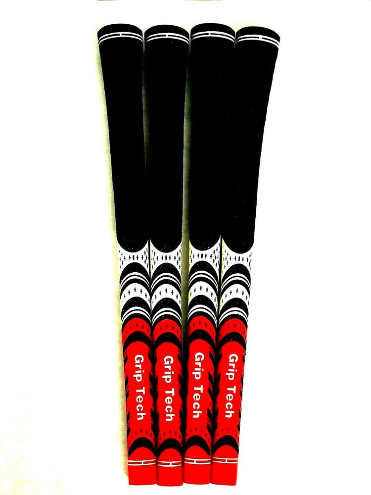 5 NEW Grip-Tech MULTI COMPOUND golf grips - BLACK WHITE RED - Standard Size