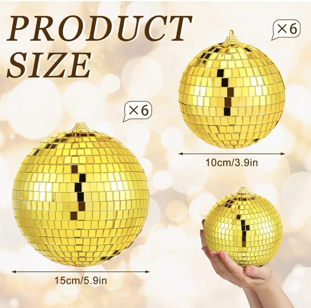 12 Pack Large Gold Disco Mirror Ball