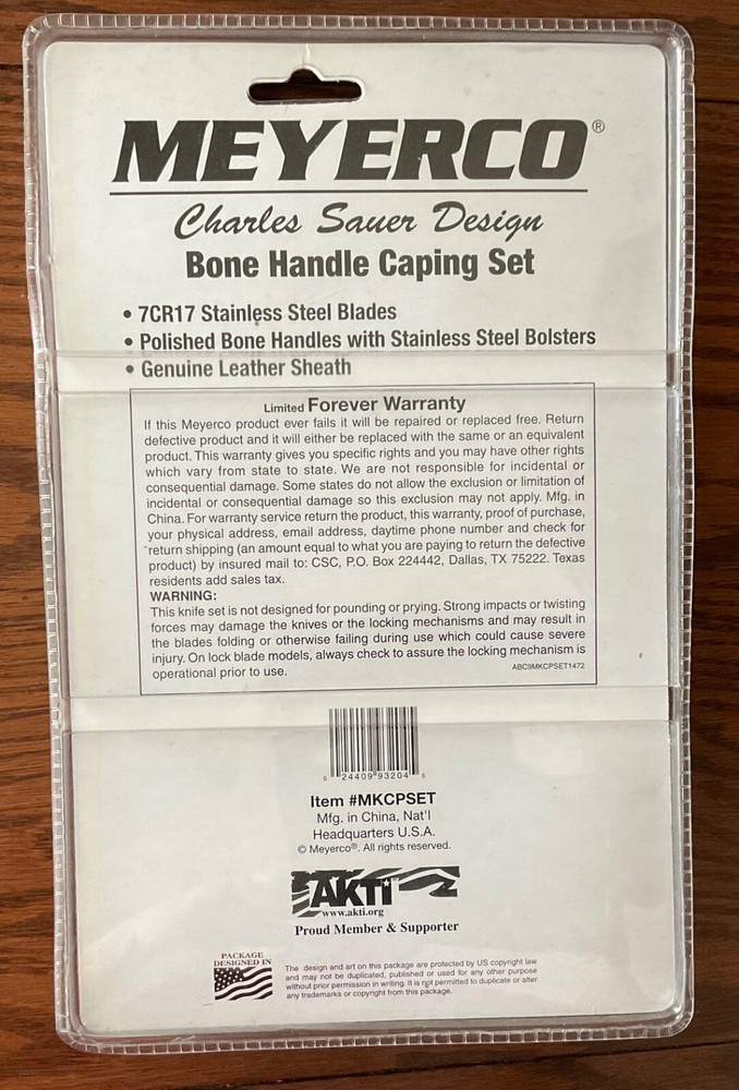 Meyerco Charles Sauer Bone handle Caping Set with Sheath