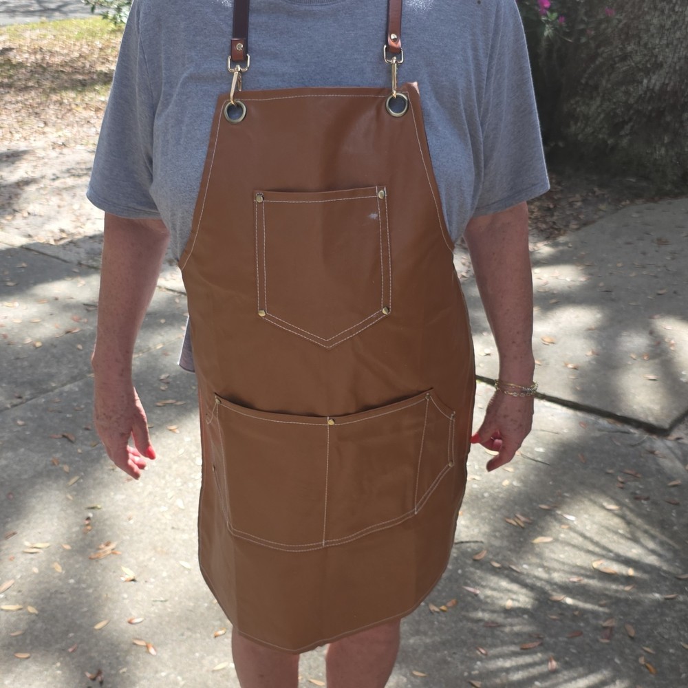 Three salon Work Aprons Brown, Black, & Tan with Multiple Pockets Unisex