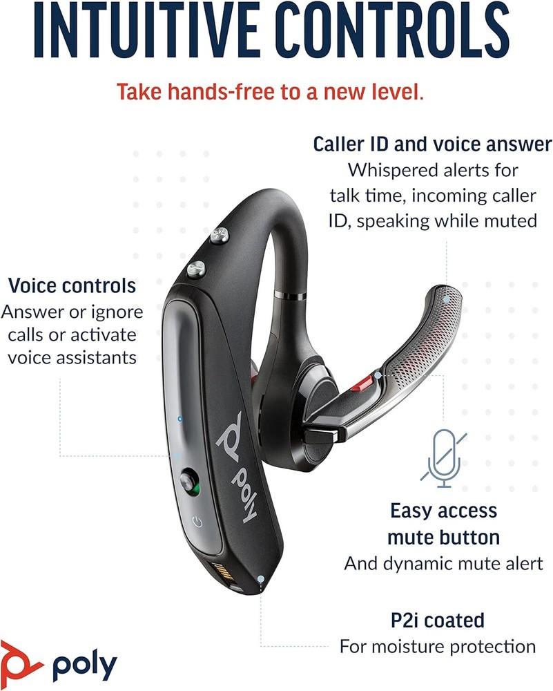Plantronics Poly Voyager 5200 UC Bluetooth Headset System w/ USB Type A Adapter