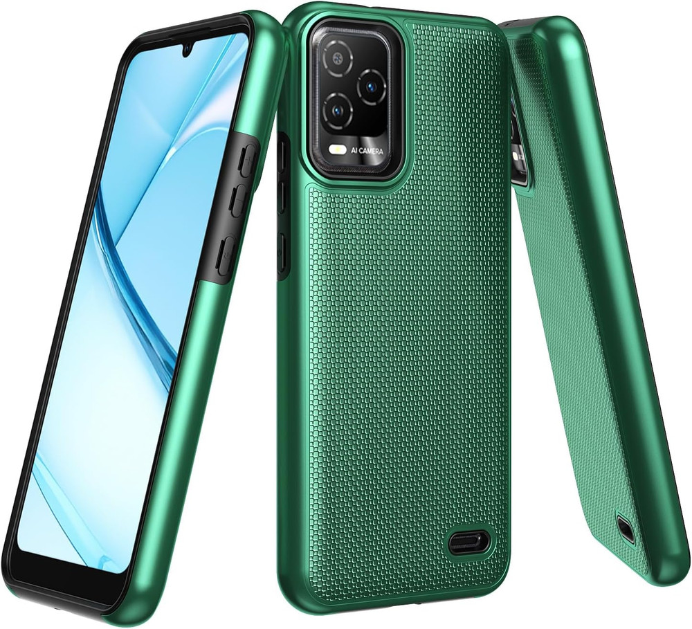 For BLU View 5 Pro Phone Case with Tempered Glass Screen Protector,Dual Layer He
