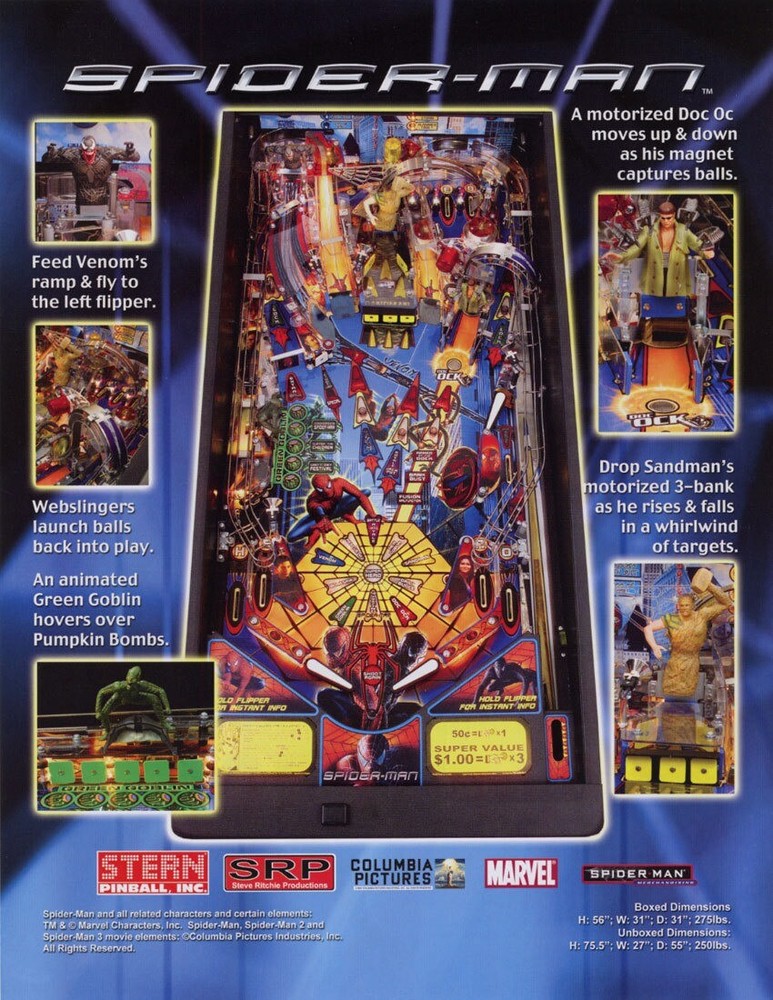 Spiderman Stern Pinball Flyer / Original Brochure