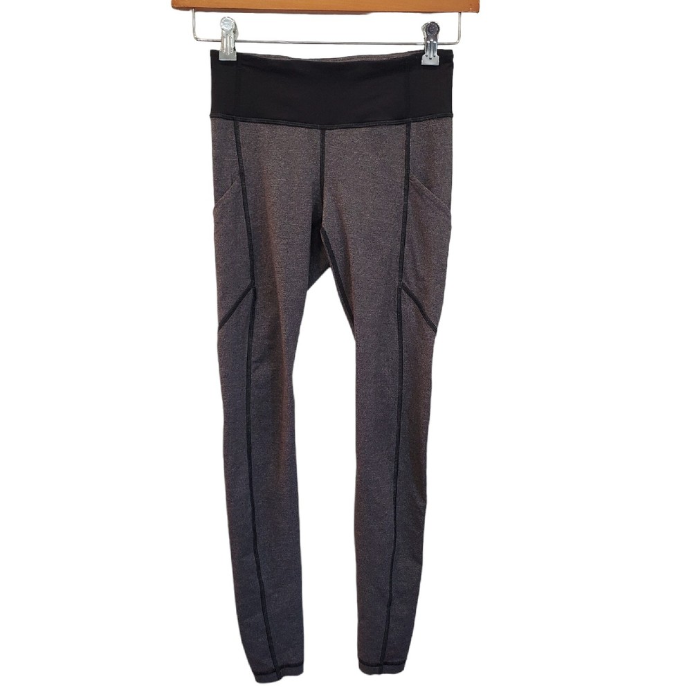 Lululemon Heathered Black Deep Coal Speed Tight V Size 4 Leggings Workout
