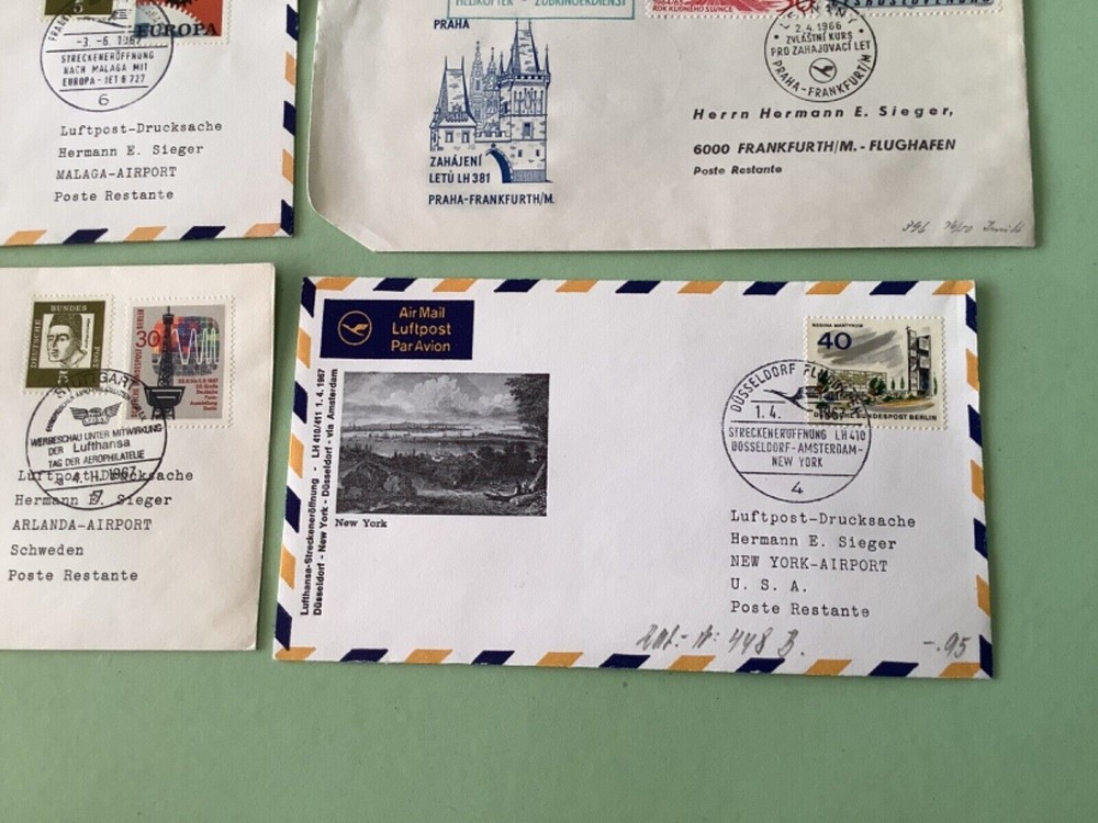 Airmail flight cover mixed world 9 items Ref A1478