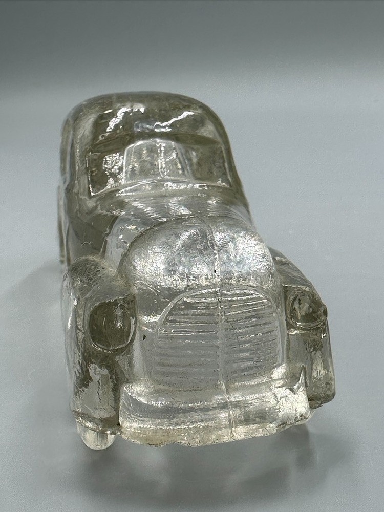 1940s Automobile STREAMLINED CAR Glass CANDY CONTAINER Vintage E&A 34