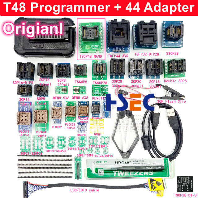 T48 High speed Universal Programmer+Adapters+Test Clip PIC Bios support 31000+