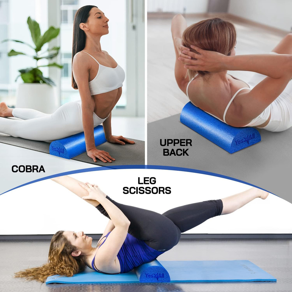 Yes4All Medium Firm Half Foam Rollers for Post-Workout Relaxation, 12/18/24/36 I