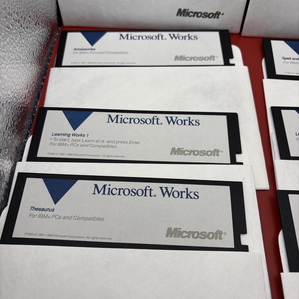 Vtg Microsoft Works 5.25” Floppy Disk Lot IBM PC DOS Software Untested