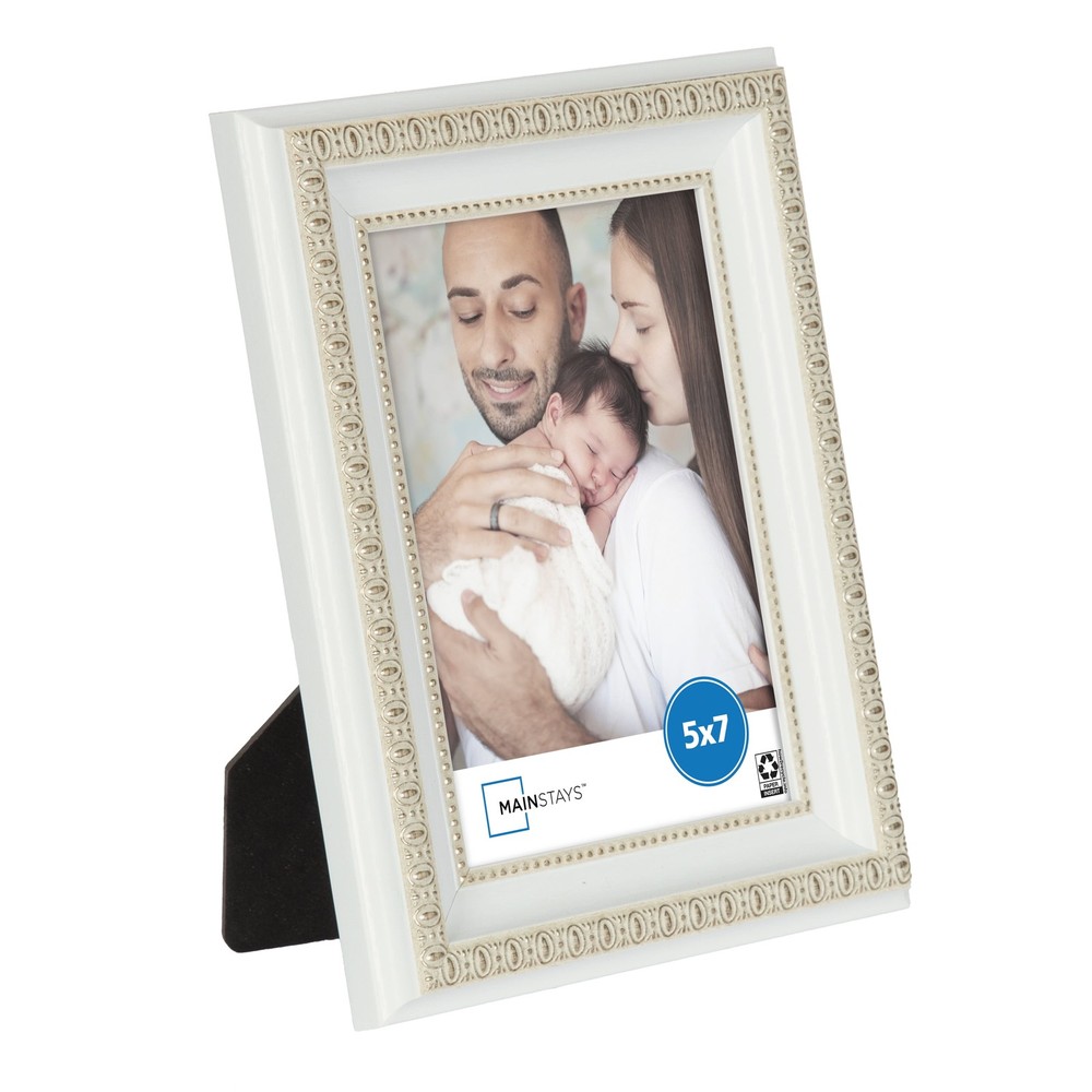 5x7 White Ornate Decorative Tabletop Picture Frame
