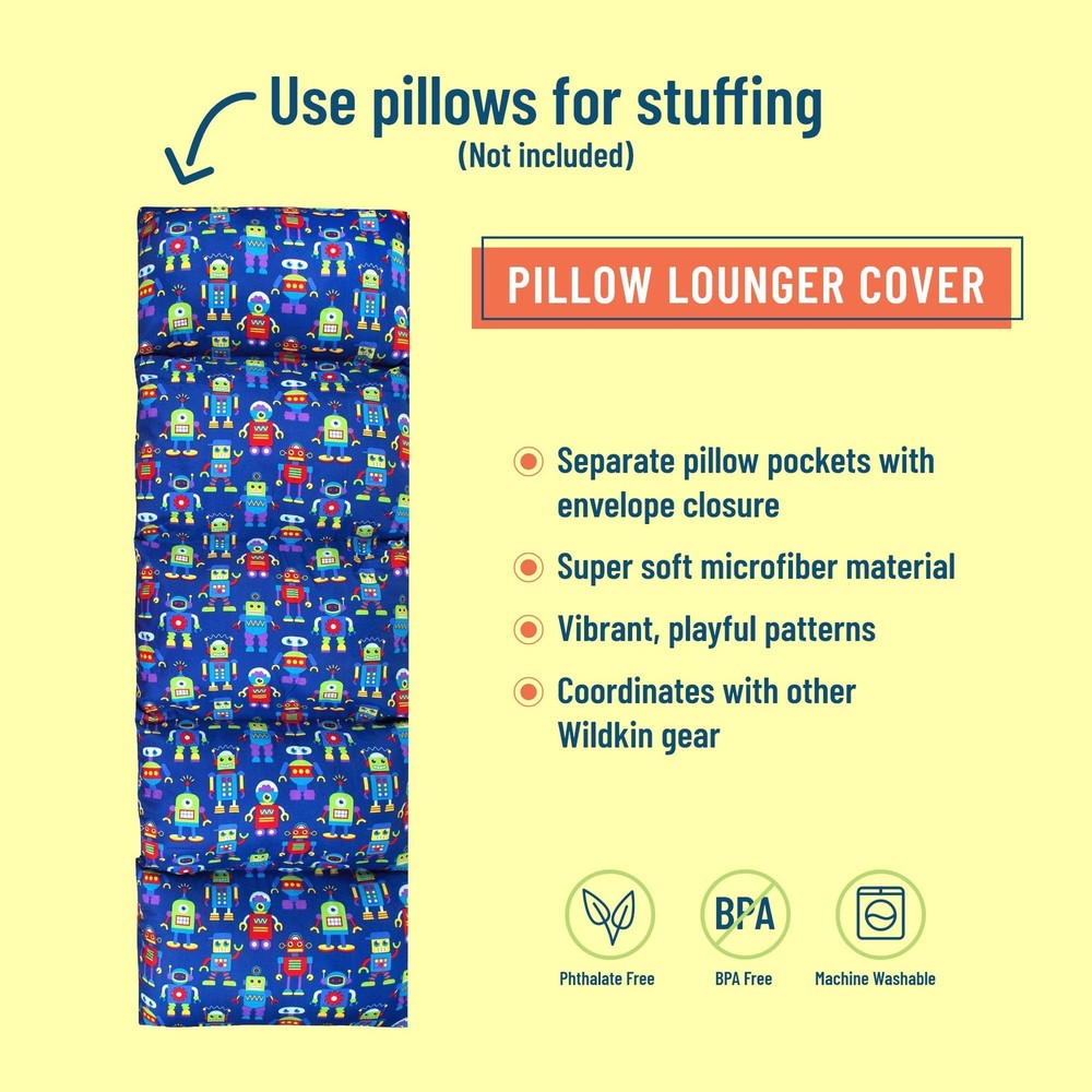 Wildkin Robots Microfiber Kids Pillow Lounger
