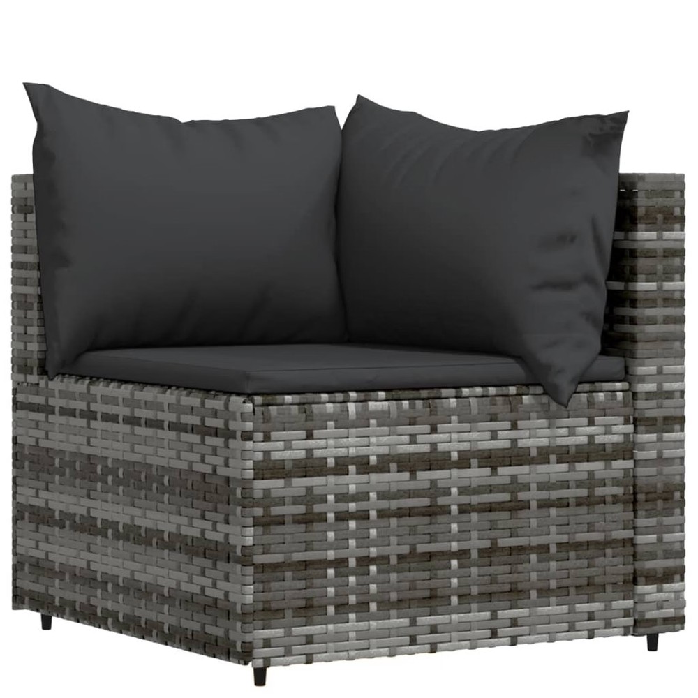 Patio Lounge Set Grey Poly Rattan Medium Adjustable Feet