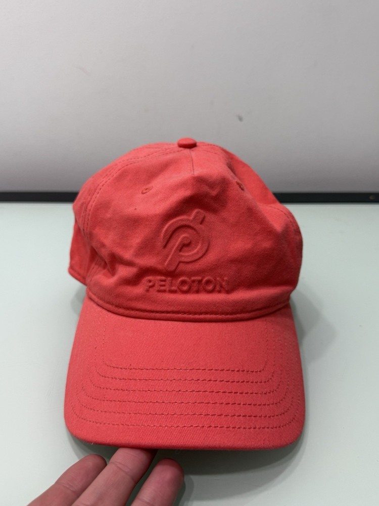 PELOTON Adjustable Strapback Hat Cap Embossed Logo CORAL
