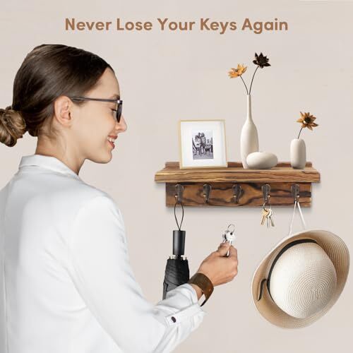 Key and Mail Holder Wall Mounted, Rustic Entryway Rack Organizer, Key, Bag, Mail
