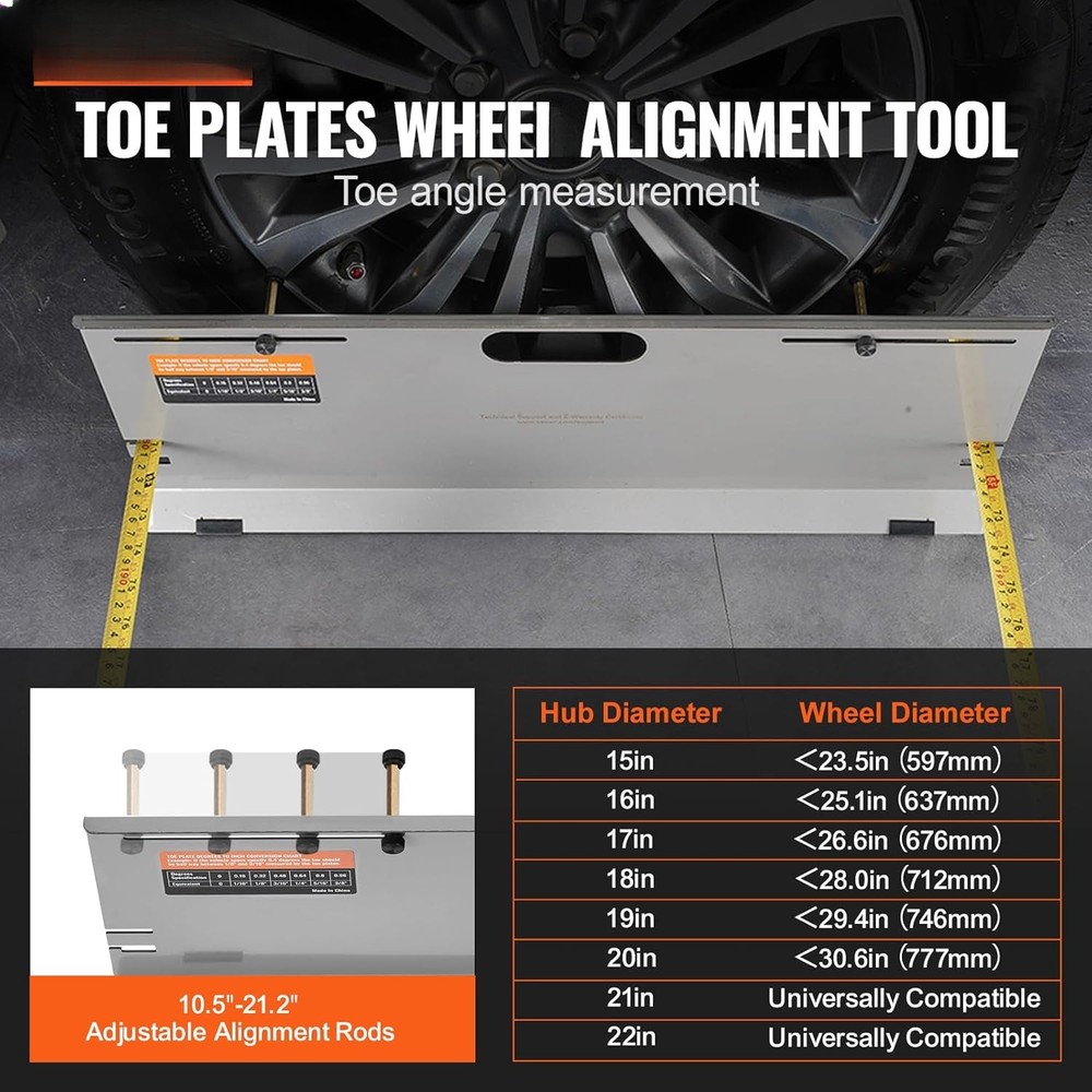 Wheel Alignment Tool Kit, includes 2 alignment plates,