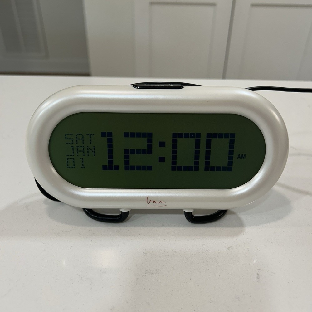 MICHAEL GRAVES DESIGN Postmodern Pearlized White LCD Display Alarm Clock & Date