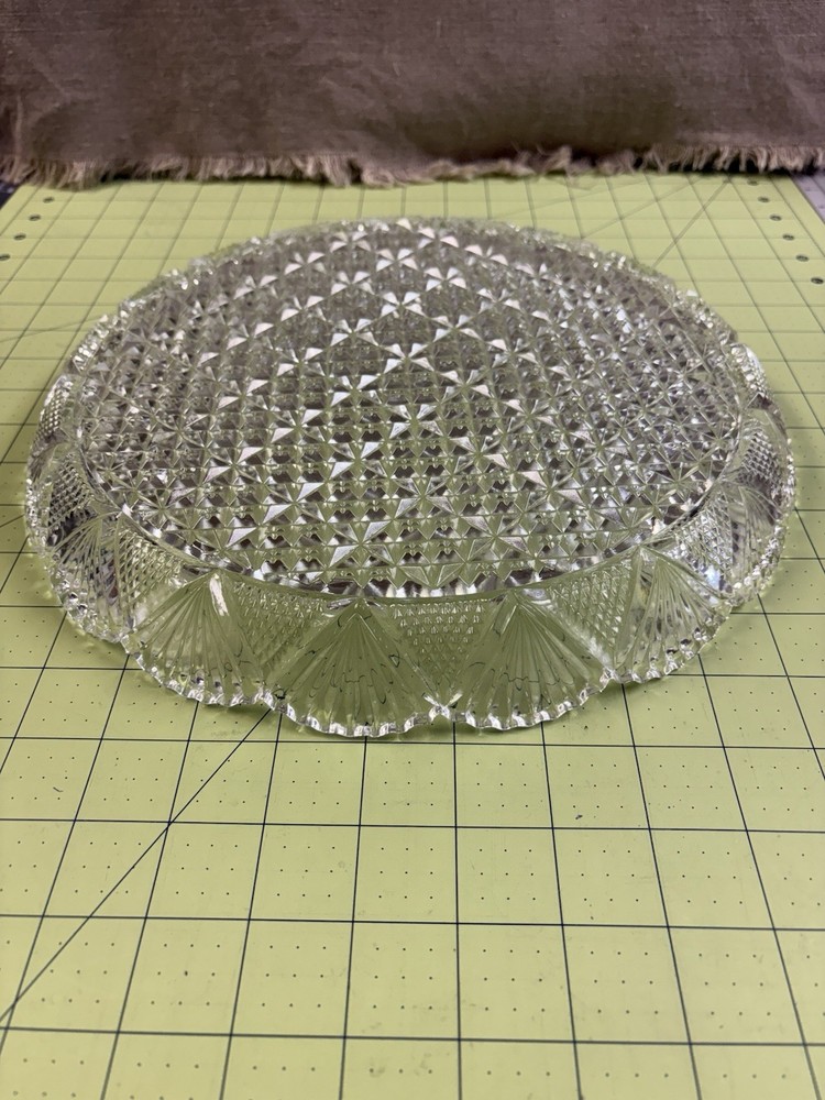 Hoya Corp. Cut Glass Serving Platter, Georgetown Pattern, 12” Diameter, Sparkly!
