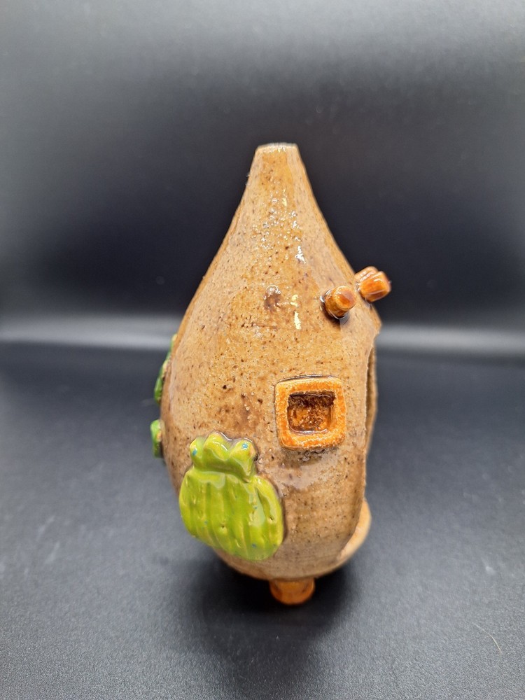 Handmade Ceramic Incense Cone Burner Chiminea Signed Southwest