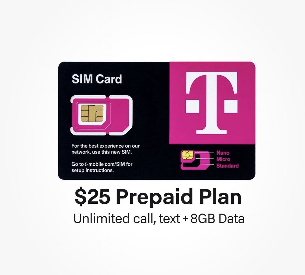 T-Mobile Pre-paid Activation SIM Kit  $25 Plan Unlimited Talk Text + 8GB Data