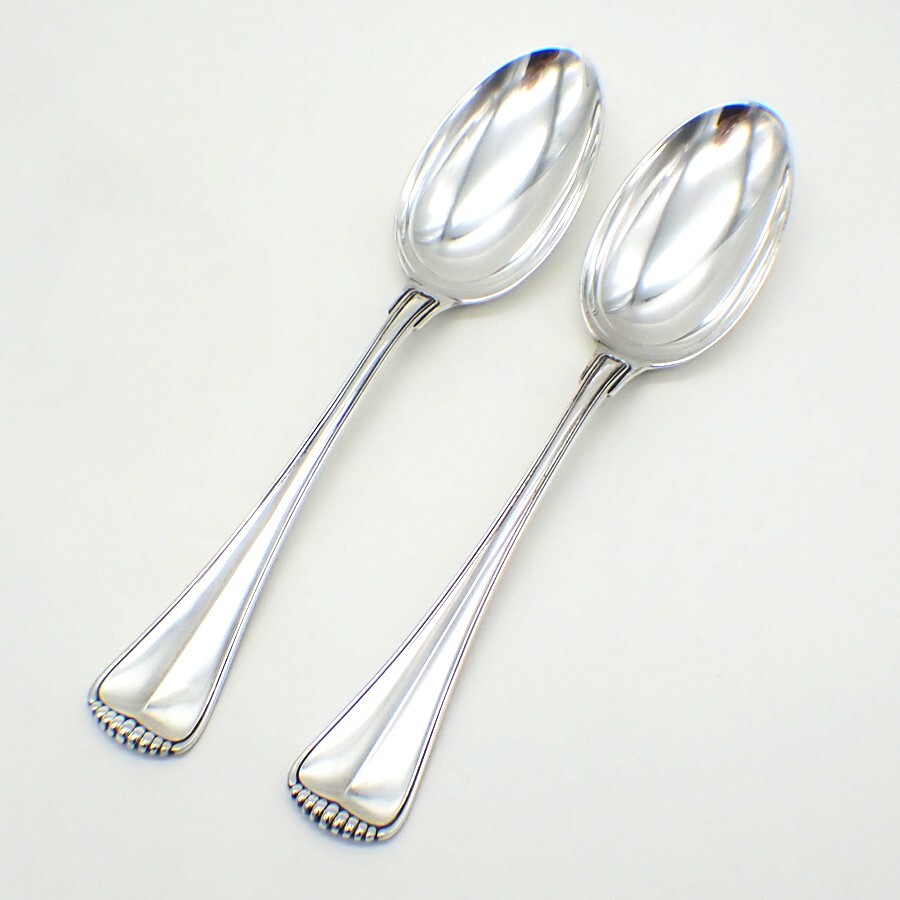 Buccellati Milano Serving Table Spoons Pair Sterling Silver No Mono