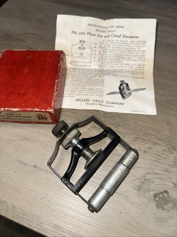 Millers Falls No. 240 Chisel & Plane Iron Sharpener Guide, Sharpening Jig in Box