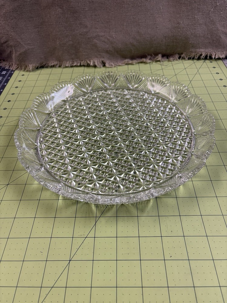 Hoya Corp. Cut Glass Serving Platter, Georgetown Pattern, 12” Diameter, Sparkly!