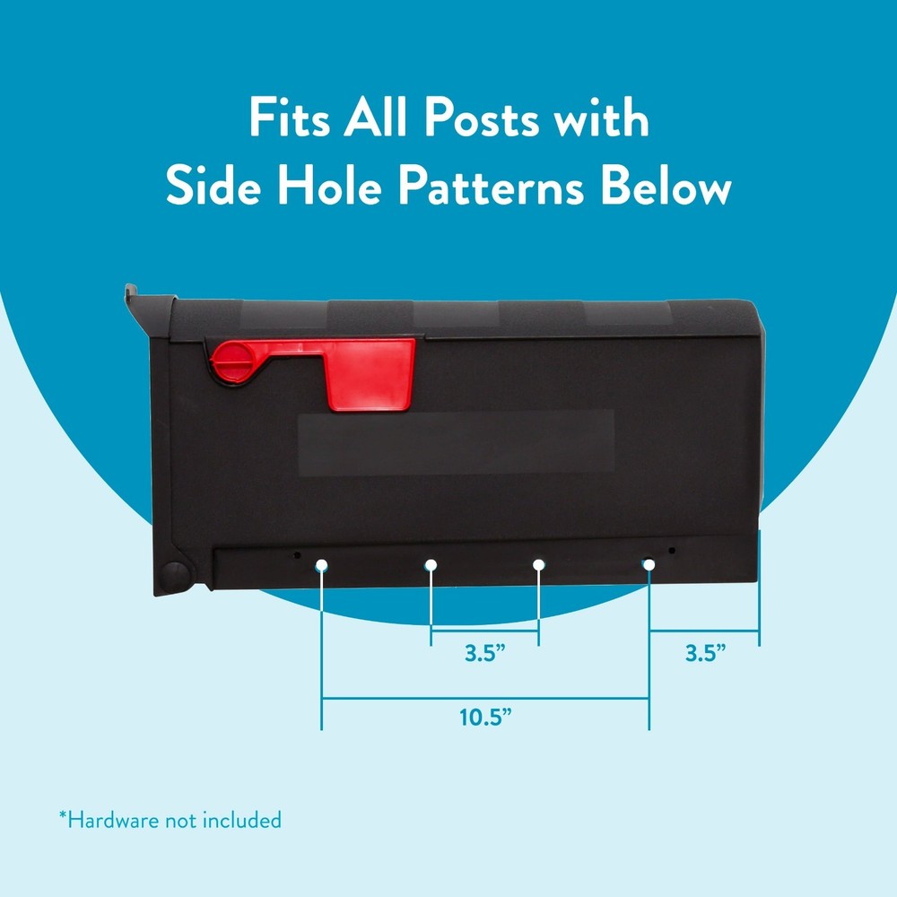 NIB 100% Architectural Mailboxes Patriot Black Plastic Medium Post-Mount Mailbox