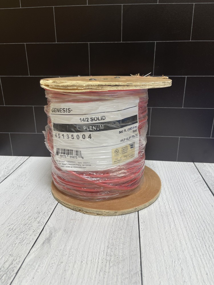 Genesis 14/2 14-AWG 2 Solid Conductors Solid Plenum 500’ Red 45135004