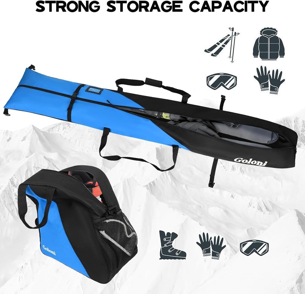 Ski Gear Organizer: 2 Pcs Waterproof Ski Bag Set with Adjustable Straps