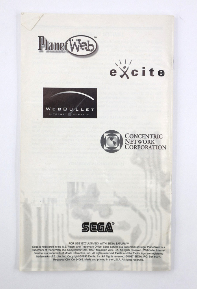 Sega Saturn NetLink Version 3.0 Custom Web Browser Manual Only Free Ship