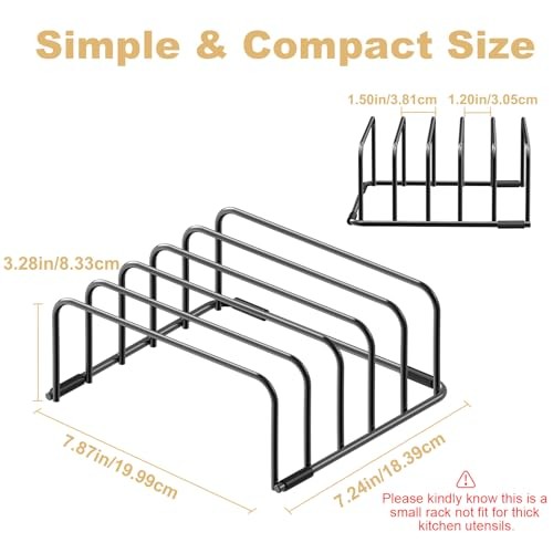 Cutting Board Organizer and Baking Sheet Rack, [2-Pack] Black Heavy 2pc Black