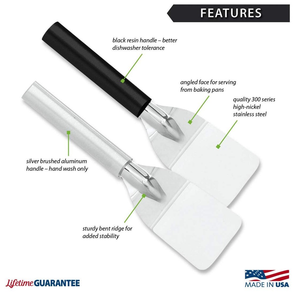 2 Pack Cutlery Mini Server with Black Handle Small Serving Spatula Turner
