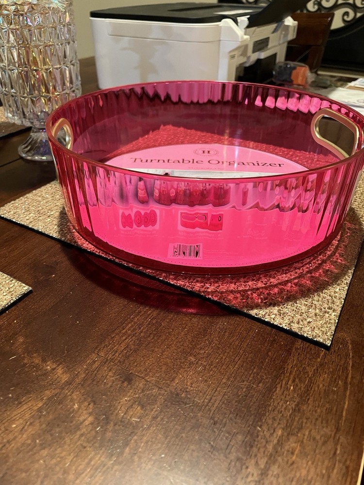 Hot pink turntable organizer