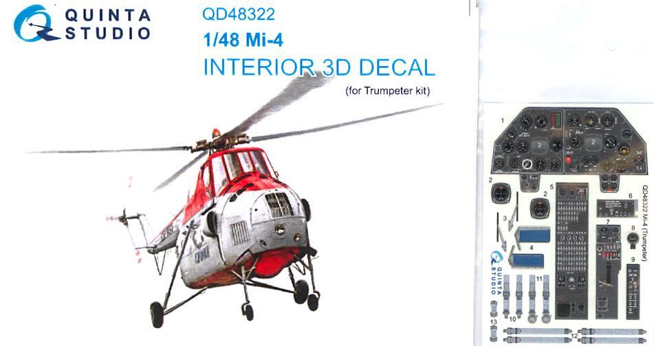 Quinta Studios 1/48 MIL Mi-4 3D DECAL COLORED INTERIOR SET Trumpeter