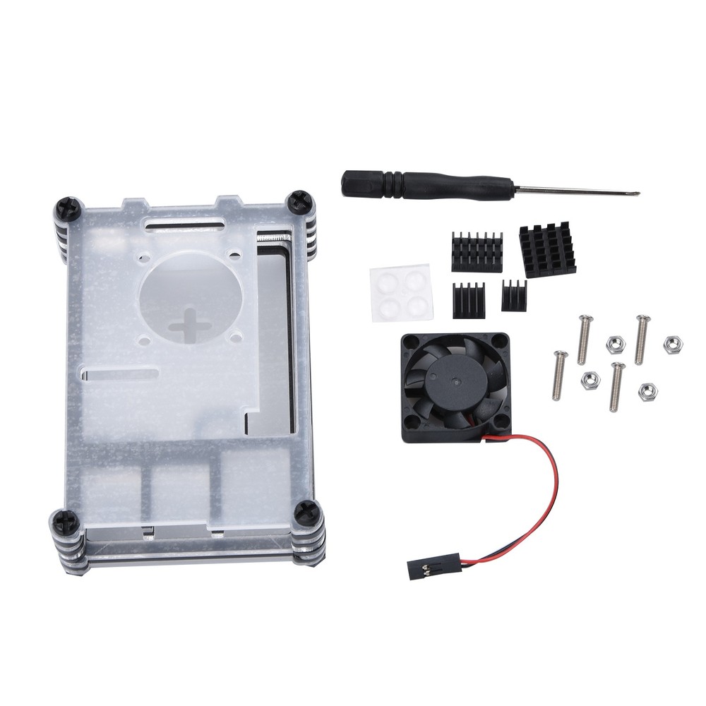 Clear 9 Layers Case with Cooling Fan Heatsink Screwdriver For Raspberry Pi 4B.