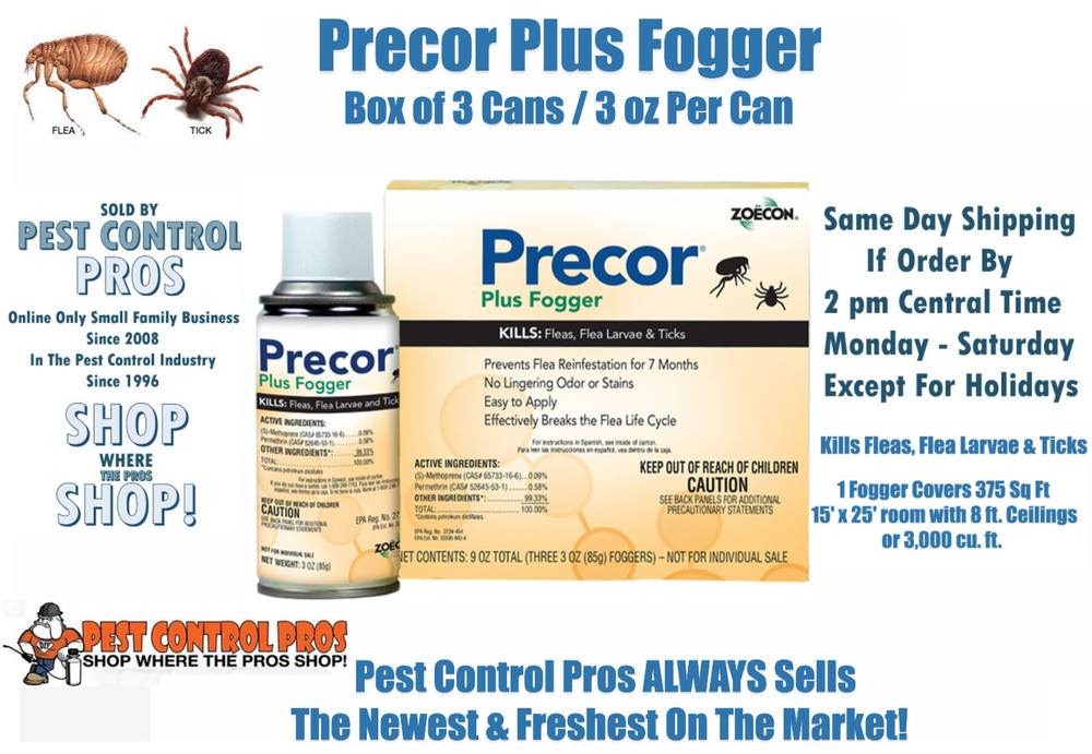 Precor Plus IGR Fogger 3 x 3 oz Kills Fleas Hatching Eggs Flea Tick Control Bomb